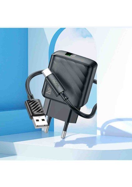 CS21A Rich 18W USB 3.0 Qc Çıkışlı Ekstra USB To Type-C Kablolu Hızlı Şarj Aleti