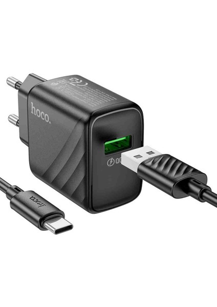 CS21A Rich 18W USB 3.0 Qc Çıkışlı Ekstra USB To Type-C Kablolu Hızlı Şarj Aleti