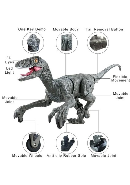 Uzaktan Kumanda Dinozor Elektronik Rc Robot Mavi