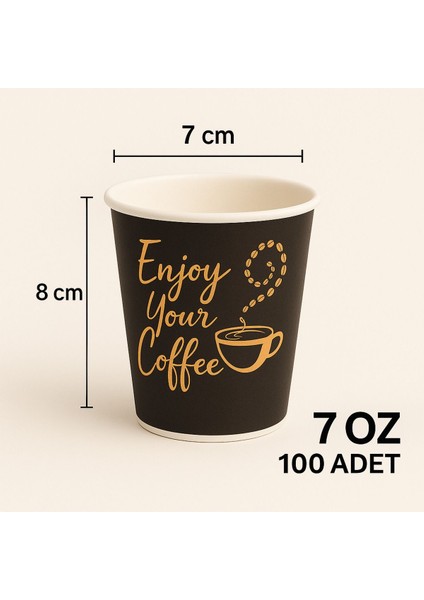 7 Oz Karton Bardak -Sıcak ve Soğuk Kullanıma Uygun, DAYANIKLI-100 Adet- 200 ml