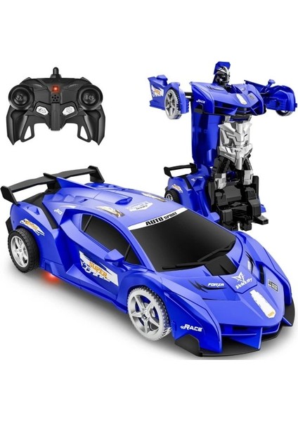 Uzaktan Kumandalı Dönüşüm Robotu Rc Araba Mavi