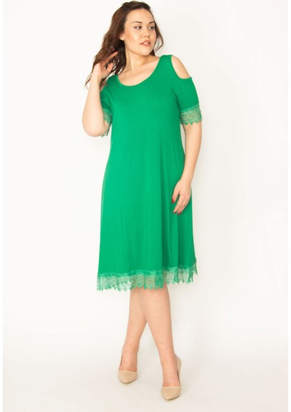 KADIN ORANJ OMUZ DEKOLTELİ DANTELLİ ELBİSE fiyatları