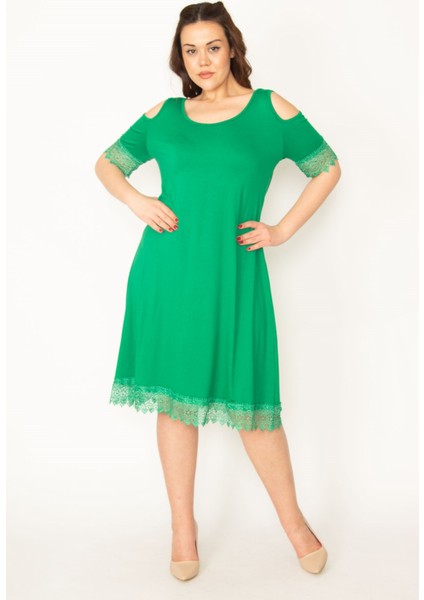 KADIN ORANJ OMUZ DEKOLTELİ DANTELLİ ELBİSE modelleri