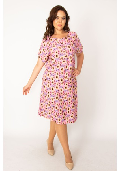 Kadın Bebe Mavisi Dokuma Viskon Kumaş Ön Pat Düğmeli Beli Kuşaklı Elbise 65N33614