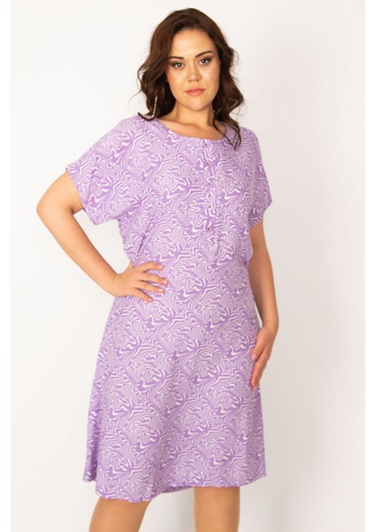 Kadın Bebe Mavisi Dokuma Viskon Kumaş Ön Pat Düğmeli Beli Kuşaklı Elbise 65N33614