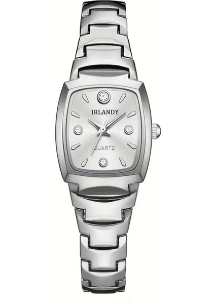 Şık Klasik Minimal Tasarım Kare Kasa Beyaz Kadran Kuvars Bayan Kol Saati