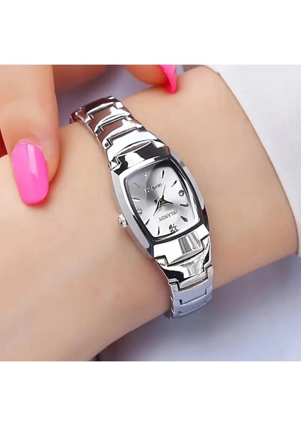Şık Klasik Minimal Tasarım Kare Kasa Beyaz Kadran Kuvars Bayan Kol Saati fiyatları