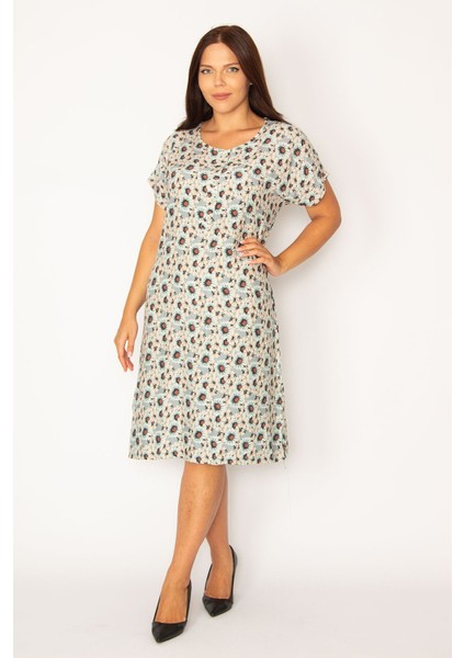 Kadın Gri Ön Yarım Pat Düğmeli Beli Kuşaklı Dokuma Viskon Kumaş Elbise 65N34325 fırsatları