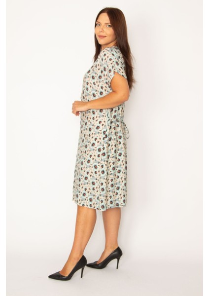 Kadın Gri Ön Yarım Pat Düğmeli Beli Kuşaklı Dokuma Viskon Kumaş Elbise 65N34325 indirimleri