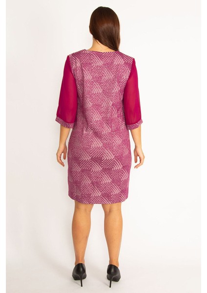 Kadın Mürdüm Sim Detaylı Kolları Şifon Elbise 65N34610 modelleri