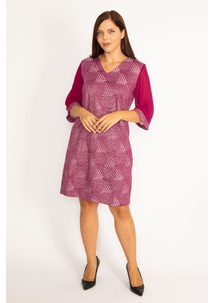 Kadın Mürdüm Sim Detaylı Kolları Şifon Elbise 65N34610 indirimleri