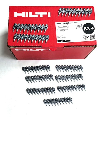 Bx4 Uyumlu X-C 20 B4 Mx Bulk Beton Çivileri (Şeritli) 20 mm (1000 Adet)