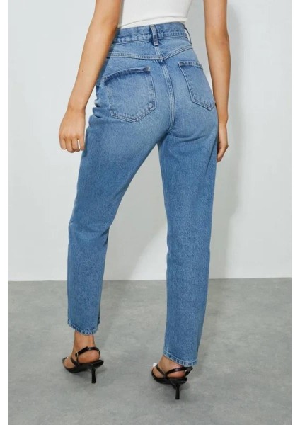 Kadın Büyük Beden Mavi , Düz Paça , Yüksek Bel , 5 Cep Kot Pantolon 65N38881 modelleri