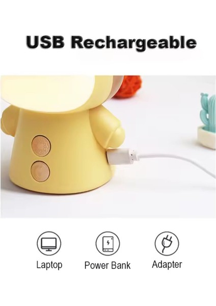 Masa Lambası, Yumuşak Aydınlatma, Yatak Odası Için USB Şarj Edilebilir Sevimli Gece Lambası