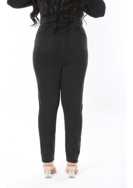 Kadın Büyük Beden Siyah Yüksek Bel Ön Fermuarlı Arka Cepli Skinny Kot Pantolon 65N38900 modelleri