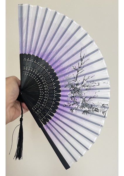 Yelpaze Mor Sakura Çiçekli Çanta Boyu A510
