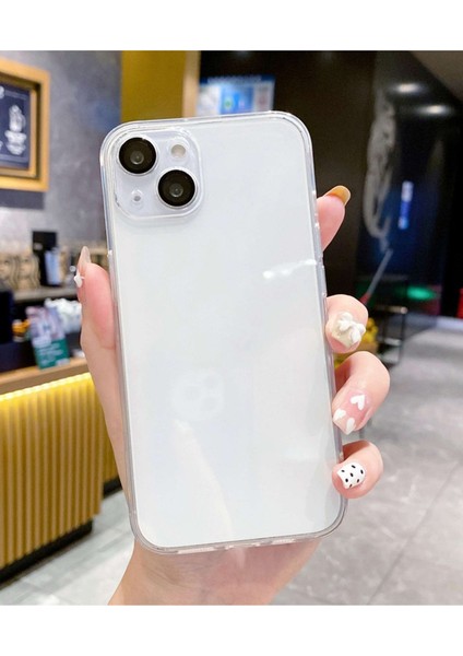 Iphone 13-Iphone 14 Uyumlu Desenli Şeffaf Silikon Kılıf Şeffaf