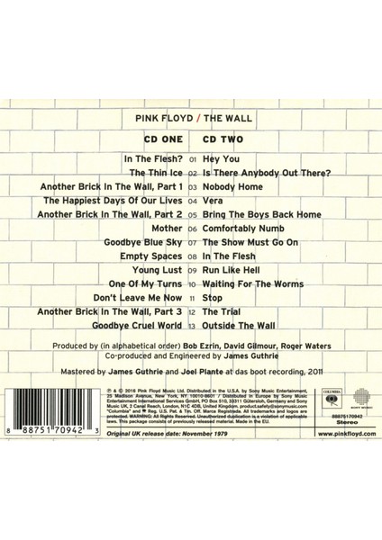 CD - Pink Floyd / The Wall (Plak Değildir 2 Cd) fiyatları