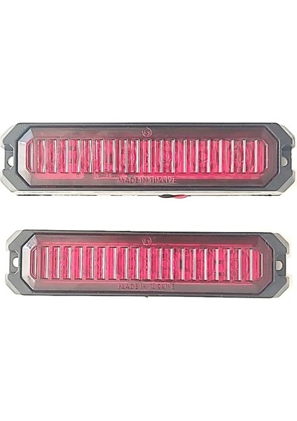 2 Adet 6 Ledli Kırmızı Renk Çakar Lamba 12-24 Volt