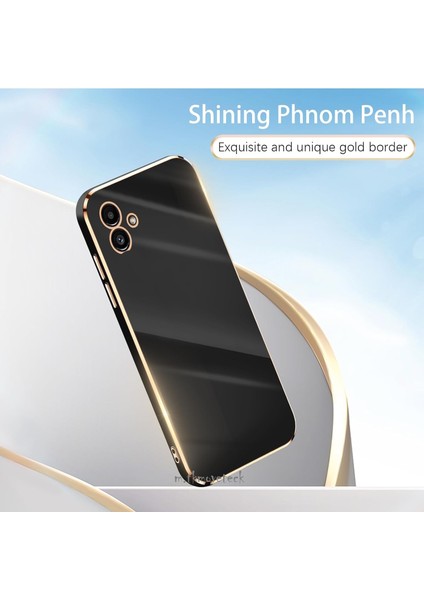 Samsung Galaxy A06 Kılıf Kamera Korumalı Parlak Gold Altın Işlemeli Kenarlı Yumuşak Silikon Kapak