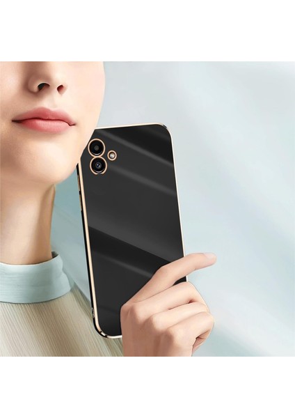 Samsung Galaxy A06 Kılıf Kamera Korumalı Parlak Gold Altın Işlemeli Kenarlı Yumuşak Silikon Kapak