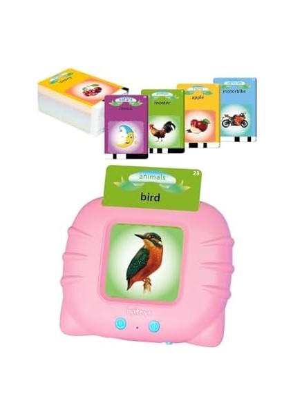 Metrashop Öğrenim Kartları- Ingilizce Konuşan Sesli Flash Kartlar 112 Kart 224 Görsel Pembe modelleri