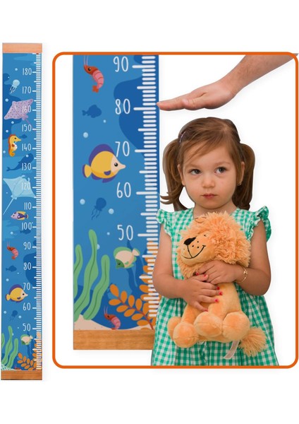Metrashop Hediye Deniz Temalı Boy Ölçme Cetveli