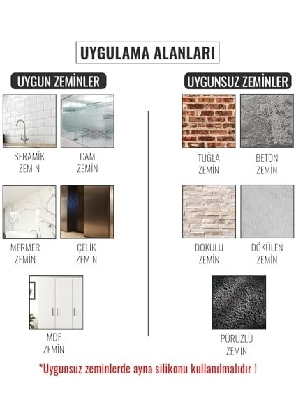 Metrashop Ayna - 4'lü Takım Kare Ayna - 20 cm x 20 cm
