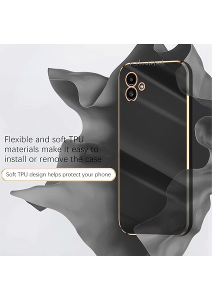 Samsung Galaxy A06 Kılıf Kamera Korumalı Parlak Gold Altın Işlemeli Kenarlı Yumuşak Silikon Kapak