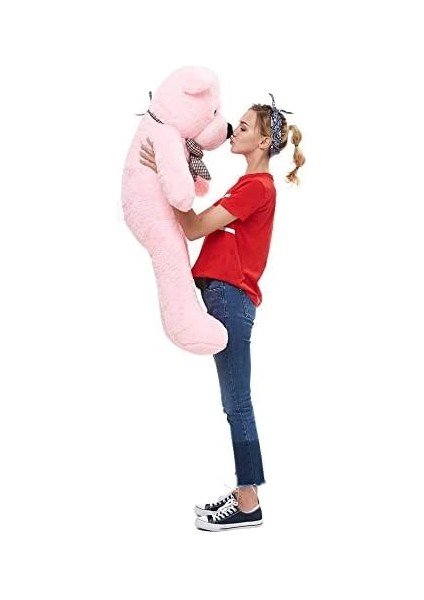 Metrashop cm Papyonlu Sevimli Peluş Şaşkın Ayı - Sevgiliye Özel Hediyelik Oyuncak - 3 Renk Seçeneği Ile (Pembe)