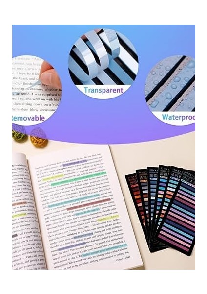 Metrashop Post-It Sticky Notes Şeffaf Renkli Yapışkan Postit Not Kağıdı Etiketi Kısa Şeritler (Renk 8)