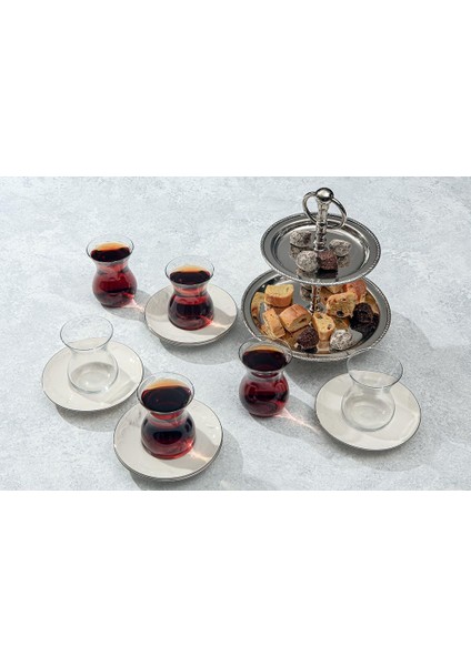 Metrashop Suzanne Platin 6 Kişilik Çay Takımı