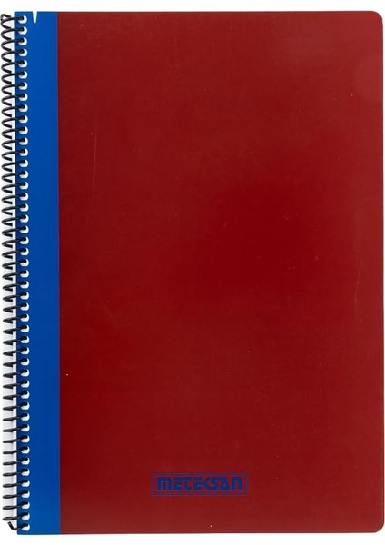 Pruva Ofis Serisi, A4 120 Yaprak Kareli Karton Kapaklı Pet Spiralli Defter, Kırmızı