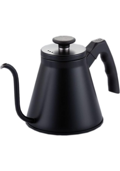 Metrashop Barista Kahve Gooseneck Kettle - Çelik Kahve Demleme Dripper Kettle - Indüksiyonlu - Paslanmaz Çelik - Siyah, Slim - 1200 ml