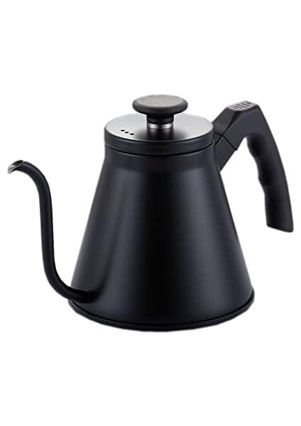 Metrashop Barista Kahve Gooseneck Kettle - Çelik Kahve Demleme Dripper Kettle - Indüksiyonlu - Paslanmaz Çelik - Siyah, Slim - 1200 ml