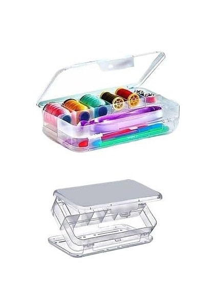Metrashop Taraflı 10 Bölmeli Şeffaf Saklama Kabı, Hobi, Balıkçılık, Hırdavat, Vida, Somun, Iğne, Çivi, Boncuk,bujiteri,takı,toka Eşya Düzenleme Saklama Çantası