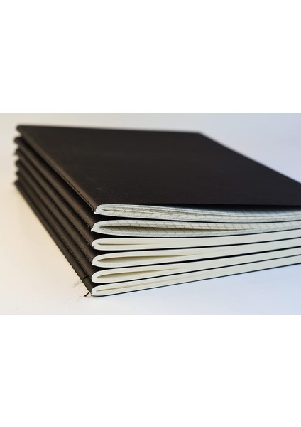 Metrashop Tanıtım 4 Adet Kareli Terzi Dikişli Defter, A5 Boyutunda, Ofis Için Ideal, Planlayıcı (Siyah Kapak Tasarımı)