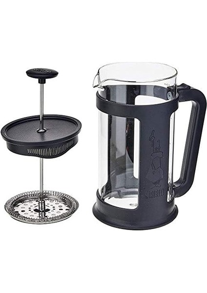 Metrashop - Smart French Press: Yaklaşık 1l Kapasiteli Kahve Hazırlayıcı | Siyah Polipropilen Gövde | Bulaşık Makinesinde Yıkanabilen Borosilikat Cam Sürahi | Paslanmaz Çelik Filtre Sistemi
