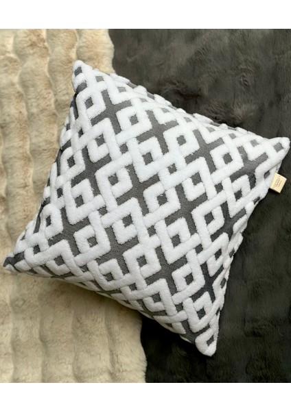 2'li Set Bohem Özel Tasarım Punch Panç Desen Gri-Beyaz Dekoratif Kırlent Kılıfı Elmas 45 x 45 cm fırsatları