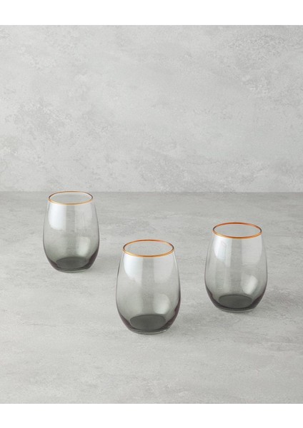 Metrashop Home Citrus Cam 3'lü Bardak 350 ml Amber-Yeşil