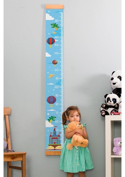 Metrashop Çocuk Odası Masal Dünyası Boy Ölçme Cetveli - Asılabilir Boy Ölçer - Duvara Monte Bebek Boy Ölçer