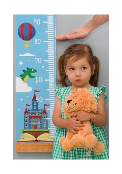 Metrashop Çocuk Odası Masal Dünyası Boy Ölçme Cetveli - Asılabilir Boy Ölçer - Duvara Monte Bebek Boy Ölçer