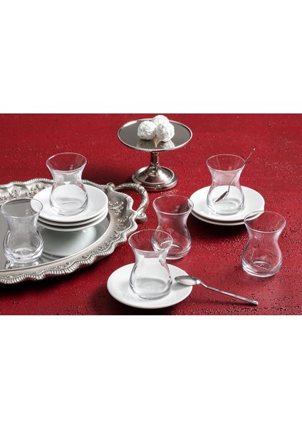 Metrashop Peride Beyaz 6 Kişilik Çay Takımı