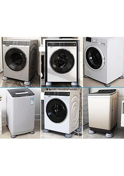 Metrashop Çamaşır Makinesi Anti-Titreşim Pedi Gürültü Önleyici Kaymaz 4 cm Titreşim Engelleyici 4'lü Set