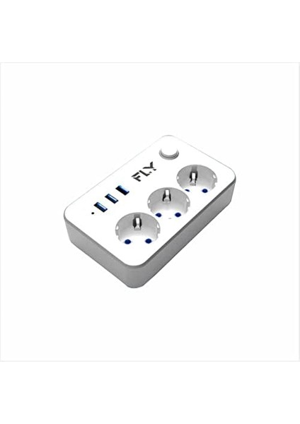 Metrashop 3406 Termal Akım Korumalı, Çocuk Korumalı, 3 x Usb, 2mt Uzatma Kablosu 3nanlü Priz, Beyaz
