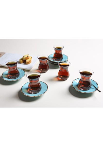 Metrashop Seasons Turkuaz 6 Kişilik Çay Takımı