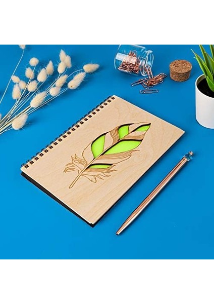 Kalem Tasarımlı Ahşap Kapaklı Defter