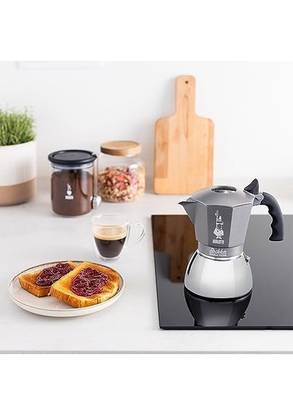 Metrashop - Brikka Indüksiyon: 4 Cups Ocak Üstü Espresso Pişirici | 160ML | Gri Renk | Çift Katmanlı Gövde | Termoplastik Sap | Patentli Güvenlik Valfi | Indüksiyon Ocak Türleri Için Uygundur fiyatları