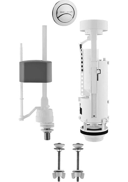 Metrashop 330B7013 Rezervuar Iç Takım Alttan Su Girişli 3/6 L, Krom