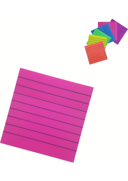 Metrashop Şeffaf Renkli Yapışkanlı Not Kağıdı Çizgili Karenot (Pembe 5)